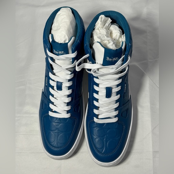 New Authentic Coach Mens Shoes Clip Court High Top Sneaker In Signature Sz 11.5 - Picture 12 of 12